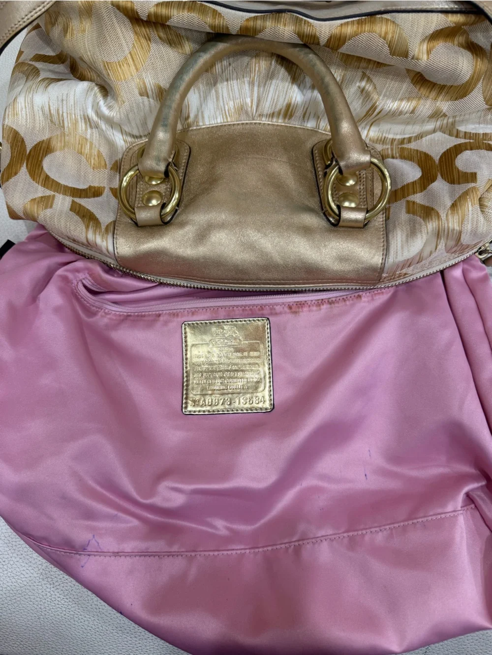 Coach Vintage Y2K Ashley Madison Metallic Gold Tan Satchel Purse Bag